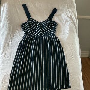 LOFT Navy and White Striped Dress